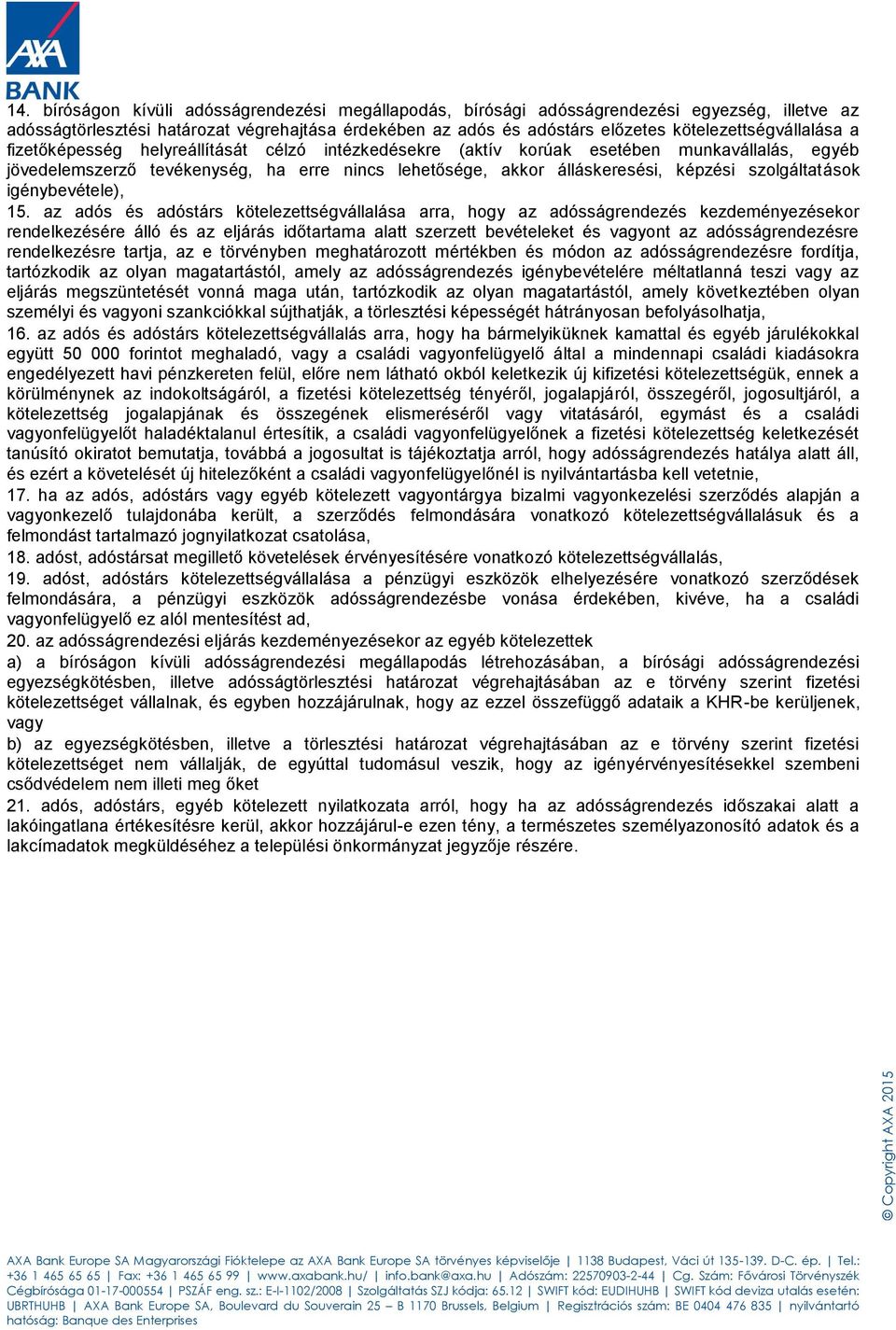 képzési szolgáltatások igénybevétele), 15.