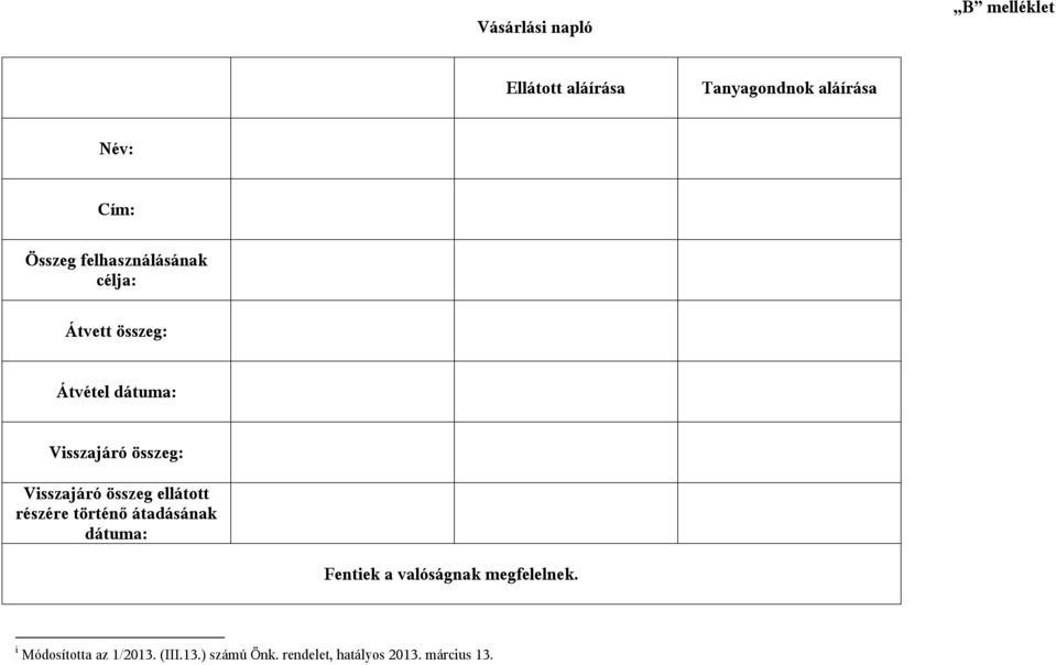 összeg ellátott részére történő átadásának dátuma: Fentiek a valóságnak megfelelnek.