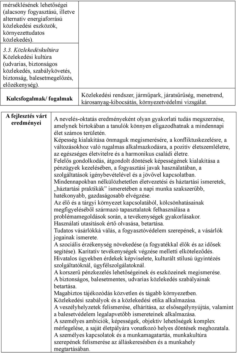 Kulcsfogalmak/ fogalmak Közlekedési rendszer, járműpark, járatsűrűség, menetrend, károsanyag-kibocsátás, környezetvédelmi vizsgálat.