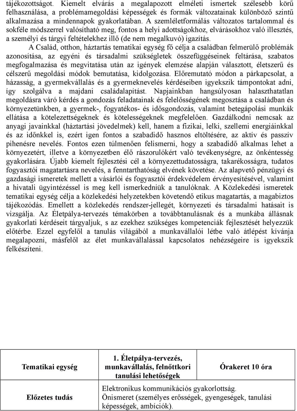 A szemléletformálás változatos tartalommal és sokféle módszerrel valósítható meg, fontos a helyi adottságokhoz, elvárásokhoz való illesztés, a személyi és tárgyi feltételekhez illő (de nem megalkuvó)