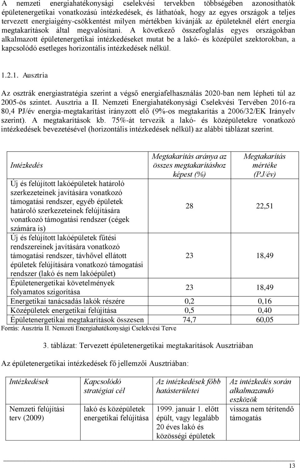 A következő összefoglalás egyes országokban alkalmazott épületenergetikai intézkedéseket mutat be a lakó- és középület szektorokban, a kapcsolódó esetleges horizontális intézkedések nélkül. 1.