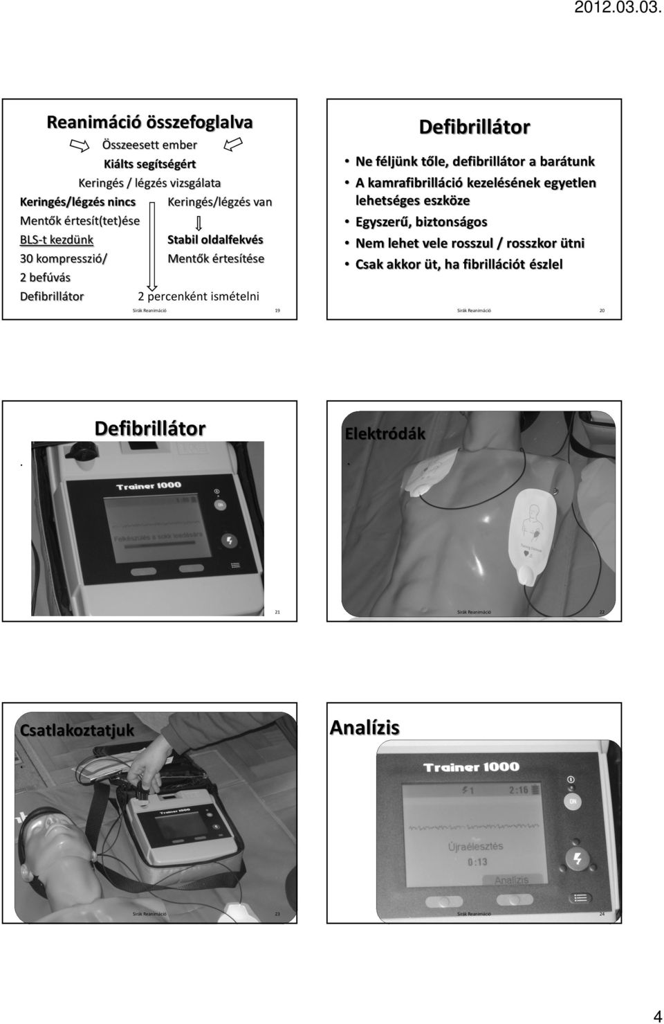 Ne féljünk tőle, defibrillátor a barátunk A kamrafibrilláció kezelésének egyetlen lehetséges eszköze Egyszerű, biztonságos Nem