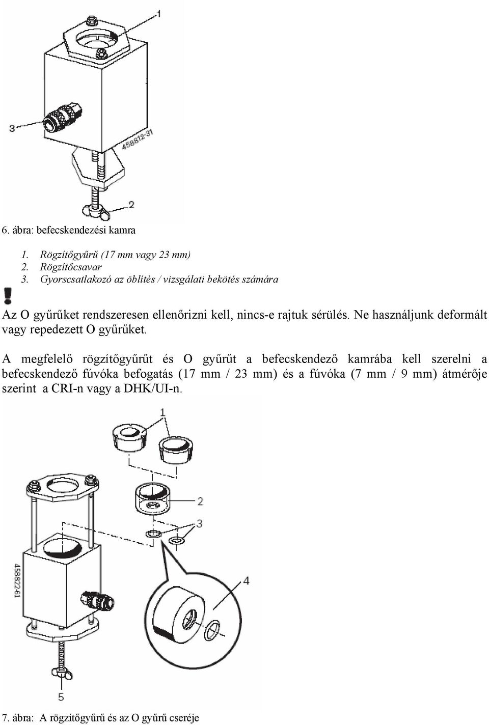 Ne használjunk deformált vagy repedezett O gyűrűket.