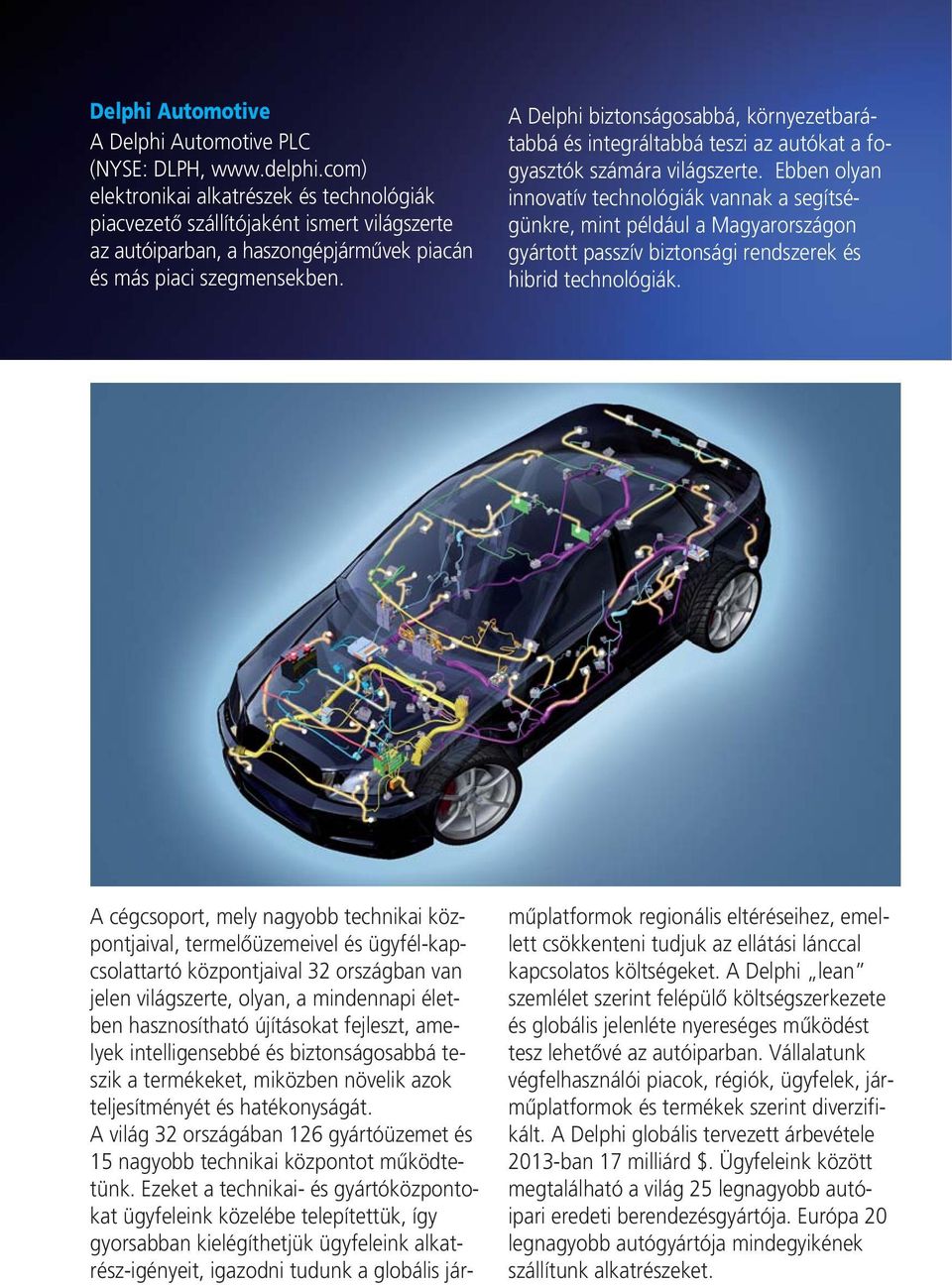 A Delphi biztonságosabbá, környezetbarátabbá és integráltabbá teszi az autókat a fogyasztók számára világszerte.
