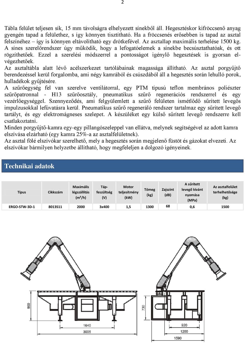 A sínes szerelőrendszer úgy működik, hogy a lefogatóelemek a sínekbe becsúsztathatóak, és ott rögzíthetőek. Ezzel a szerelési módszerrel a pontosságot igénylő hegesztések is gyorsan elvégezhetőek.