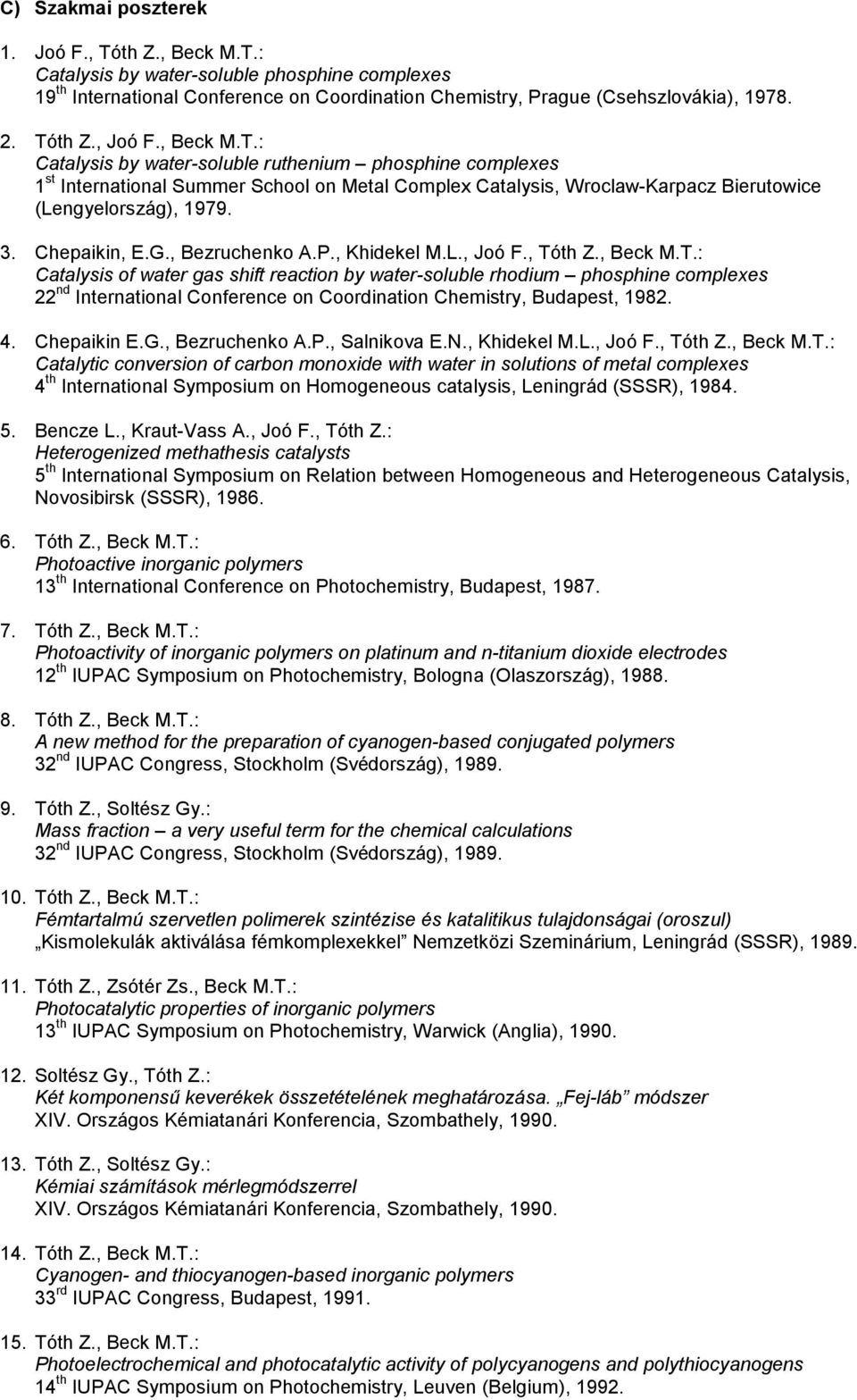 , Bezruchenko A.P., Khidekel M.L., Joó F., Tó
