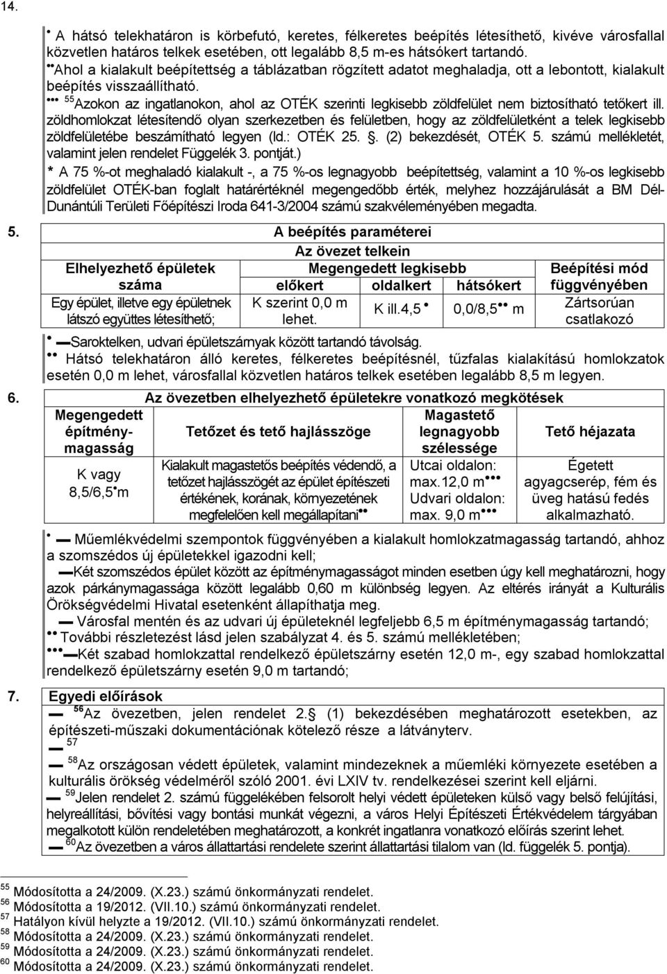 55 Azokon az ingatlanokon, ahol az OTÉK szerinti legkisebb zöldfelület nem biztosítható tetőkert ill.