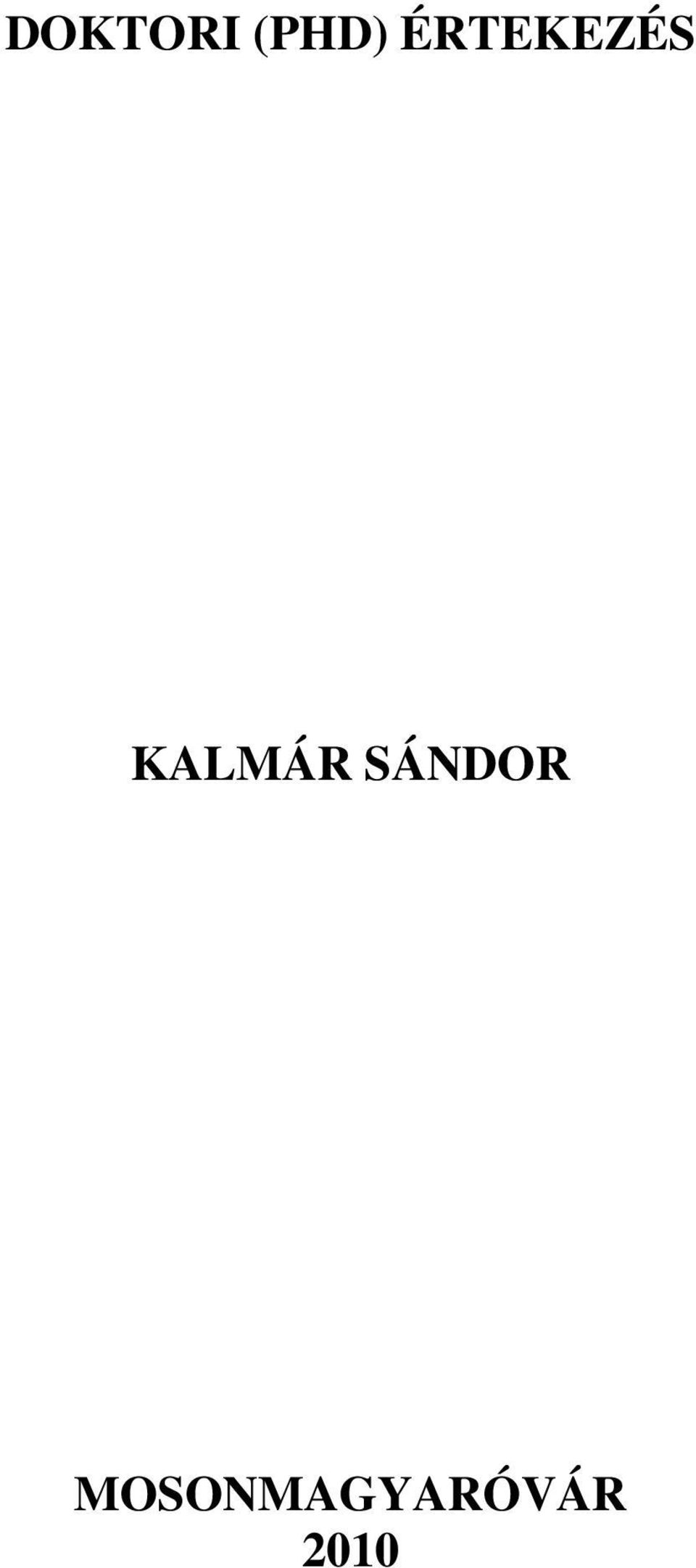 KALMÁR SÁNDOR