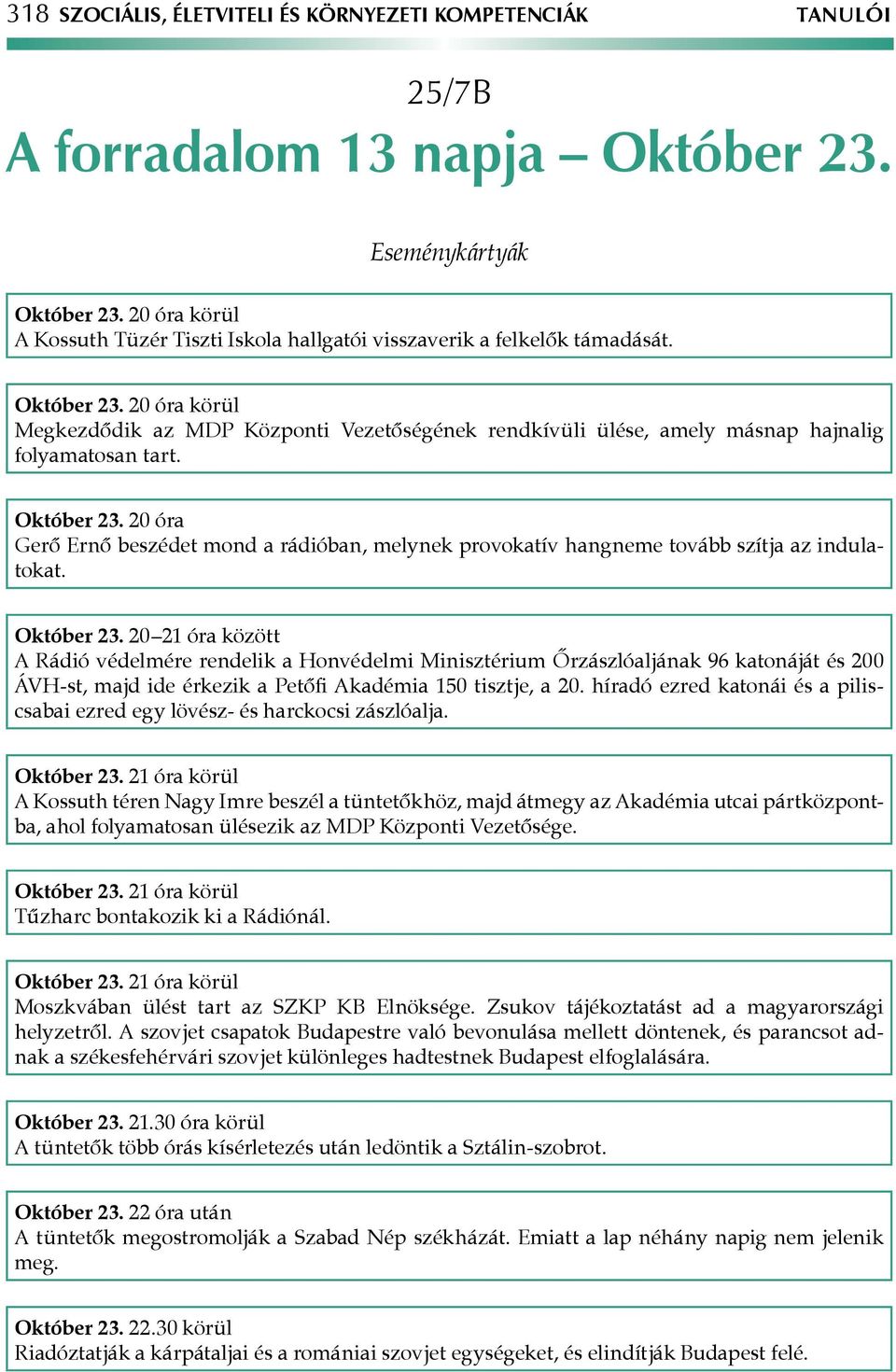 20 óra körül Megkezdődik az MDP Központi Vezetőségének rendkívüli ülése, amely másnap hajnalig folyamatosan tart. Október 23.