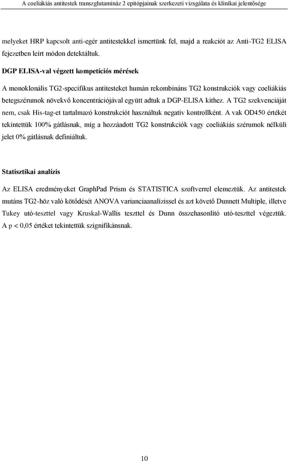 DGP ELISA-val végzett kompetíciós mérések A monoklonális TG2-specifikus antitesteket humán rekombináns TG2 konstrukciók vagy coeliákiás betegszérumok növekvő koncentrációjával együtt adtuk a