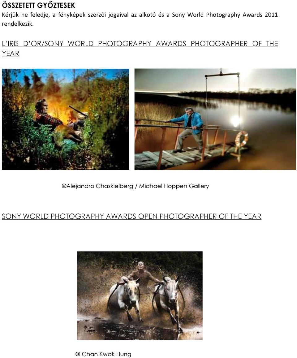 L IRIS D OR/SONY WORLD PHOTOGRAPHY AWARDS PHOTOGRAPHER OF THE YEAR Alejandro