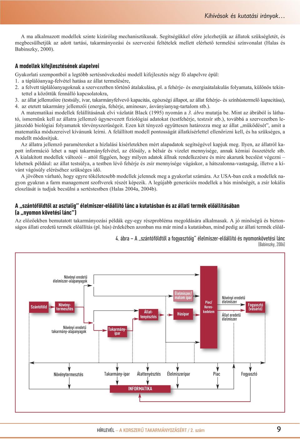 A modellek kifejlesztésének alapelvei Gyakorlati szempontból a legtöbb sertésnövekedési modell kifejlesztés négy fő alapelvre épül: 1. a táplálóanyag-felvétel hatása az állat termelésére, 2.