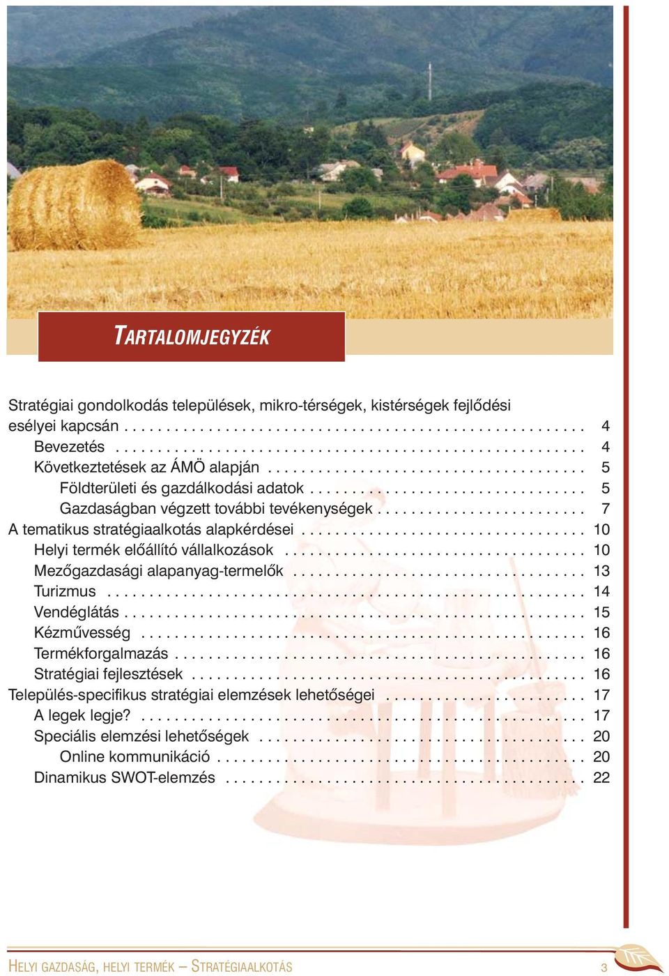 ................................ 5 Gazdaságban végzett további tevékenységek......................... 7 A tematikus stratégiaalkotás alapkérdései.................................. 10 Helyi termék elõállító vállalkozások.