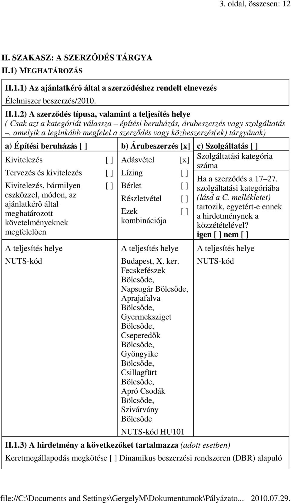 MEGHATÁROZÁS II.1.