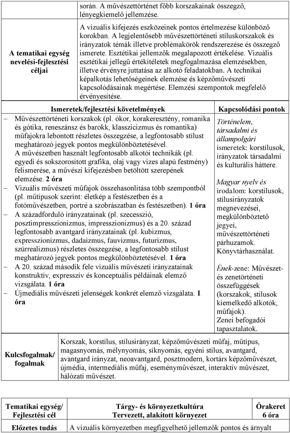 Vizuális esztétikai jellegű értékítéletek megfogalmazása elemzésekben, illetve érvényre juttatása az alkotó feladatokban.