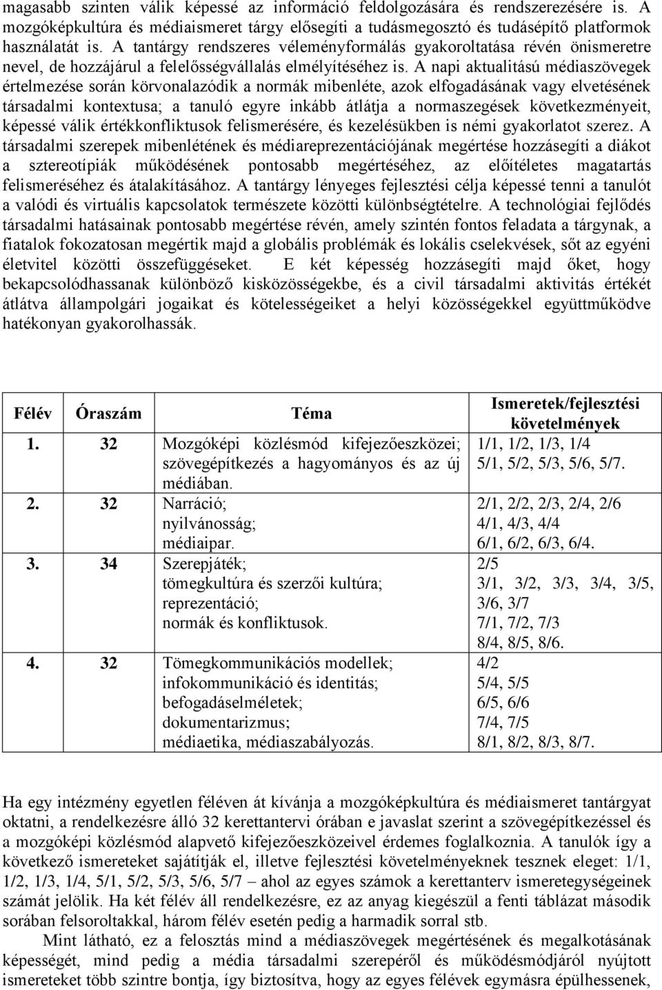 A napi aktualitású médiaszövegek értelmezése során körvonalazódik a normák mibenléte, azok elfogadásának vagy elvetésének társadalmi kontextusa; a tanuló egyre inkább átlátja a normaszegések