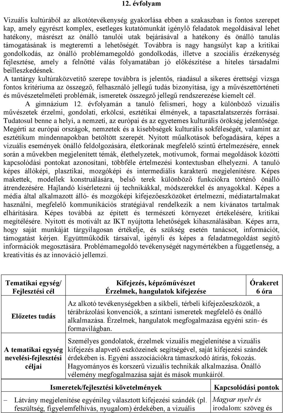 Továbbra is nagy hangsúlyt kap a kritikai gondolkodás, az önálló problémamegoldó gondolkodás, illetve a szociális érzékenység fejlesztése, amely a felnőtté válás folyamatában jó előkészítése a