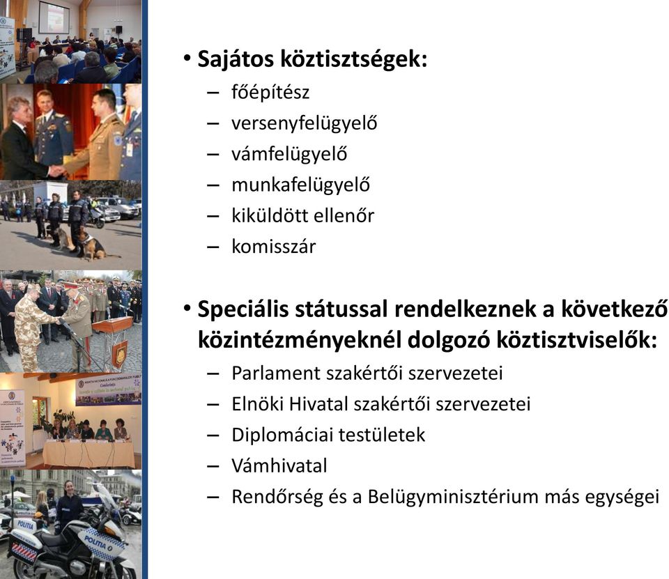 közintézményeknél dolgozó köztisztviselők: Parlament szakértői szervezetei Elnöki