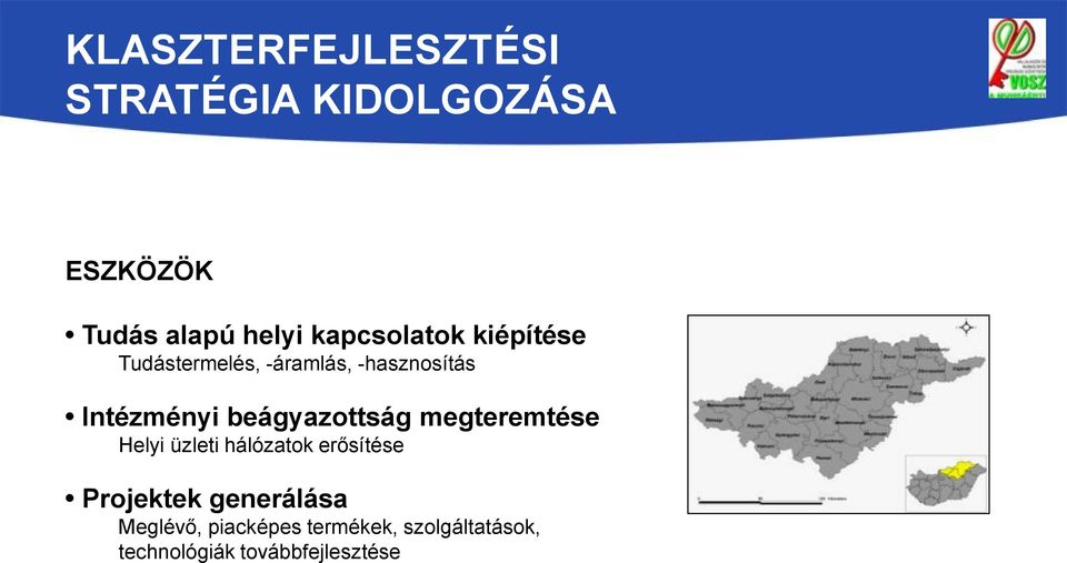 beágyazottság megteremtése Helyi üzleti hálózatok erősítése Projektek