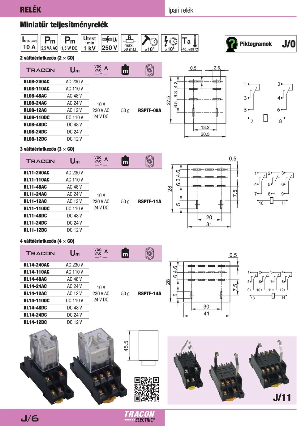 V C 24 V DC 50 g RSPTF-08 3 váltóérintkezős (3 CO) U VDC VC RL11-240C RL11-110C RL11-48C RL11-24C RL11-12C RL11-110DC RL11-48DC RL11-24DC RL11-12DC C 230 V C 110 V C 48 V C 24 V C 12