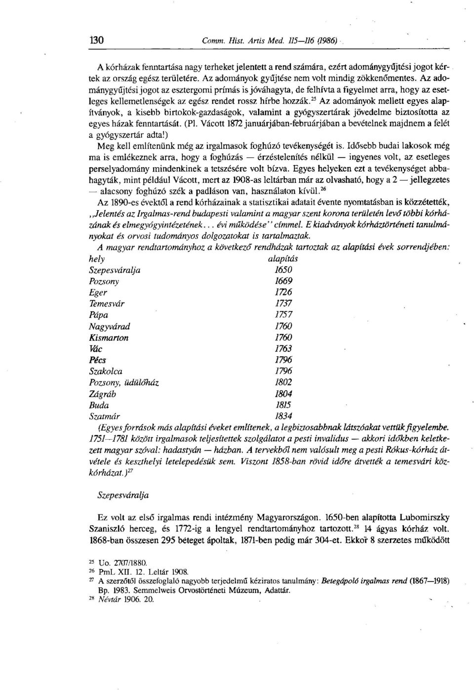 25 Az adományok mellett egyes alapítványok, a kisebb birtokok-gazdaságok, valamint a gyógyszertárak jövedelme biztosította az egyes házak fenntartását. (Pl.