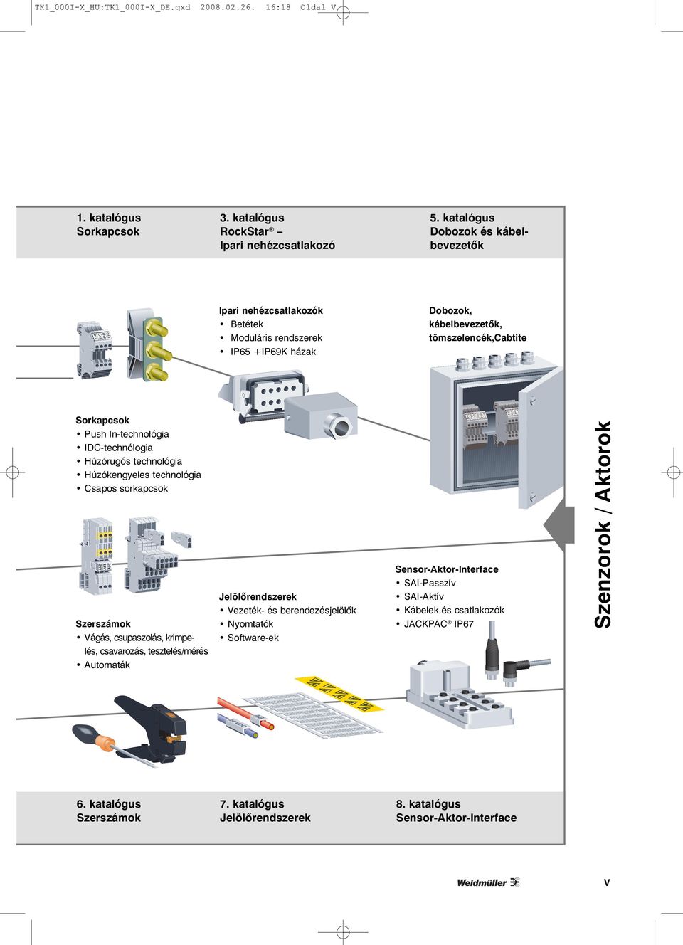 IDC-technólogia Húzórugós technológia Húzókengyeles technológia Csapos sorkapcsok Szerszámok Vágás, csupaszolás, krimpelés, csavarozás, tesztelés/mérés Automaták 6.