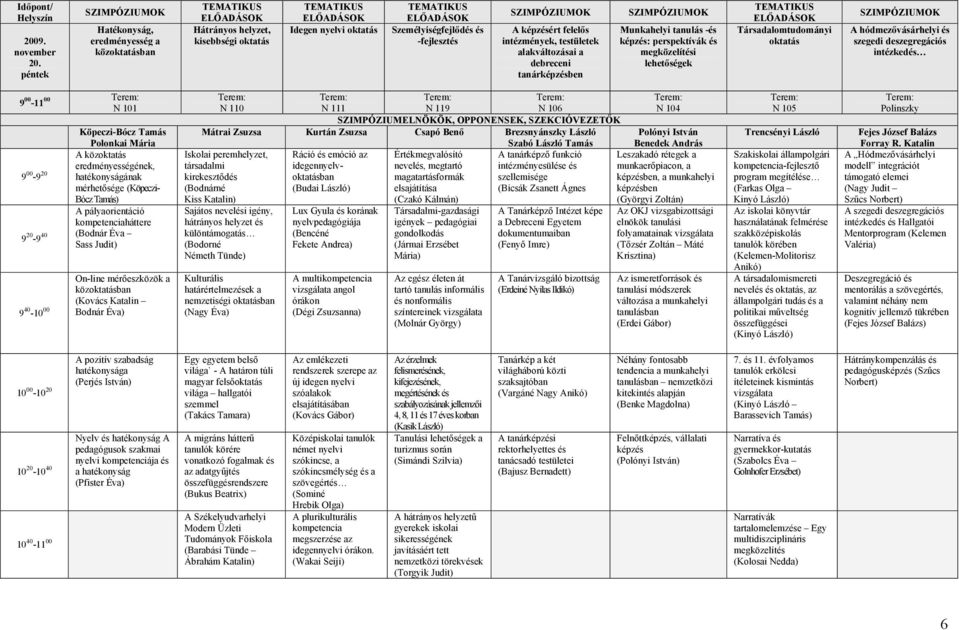 alakváltozásai a debreceni tanárképzésben Munkahelyi tanulás -és képzés: perspektívák és megközelítési lehetőségek Társadalomtudományi oktatás A hódmezővásárhelyi és szegedi deszegregációs intézkedés