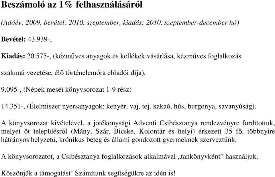 351-, (Élelmiszer nyersanyagok: kenyér, vaj, tej, kakaó, hús, burgonya, savanyúság).