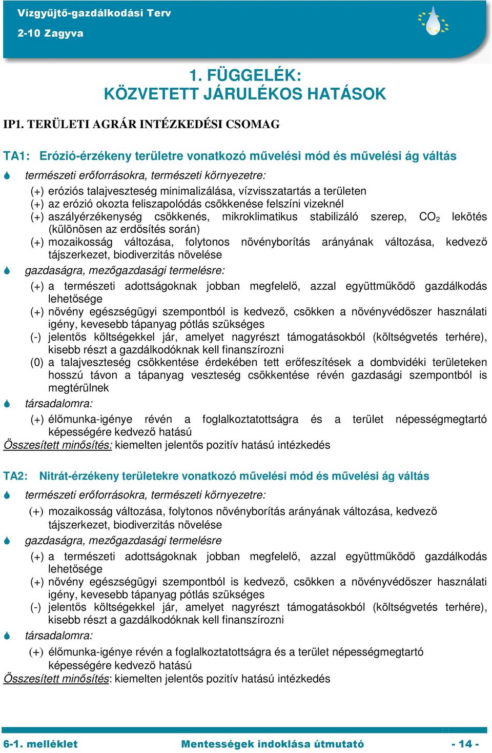 okozta feliszapolódás csökkenése felszíni vizeknél (+) aszályérzékenység csökkenés, mikroklimatikus stabilizáló szerep, CO 2 lekötés (különösen az erdősítés során) (+) mozaikosság változása,