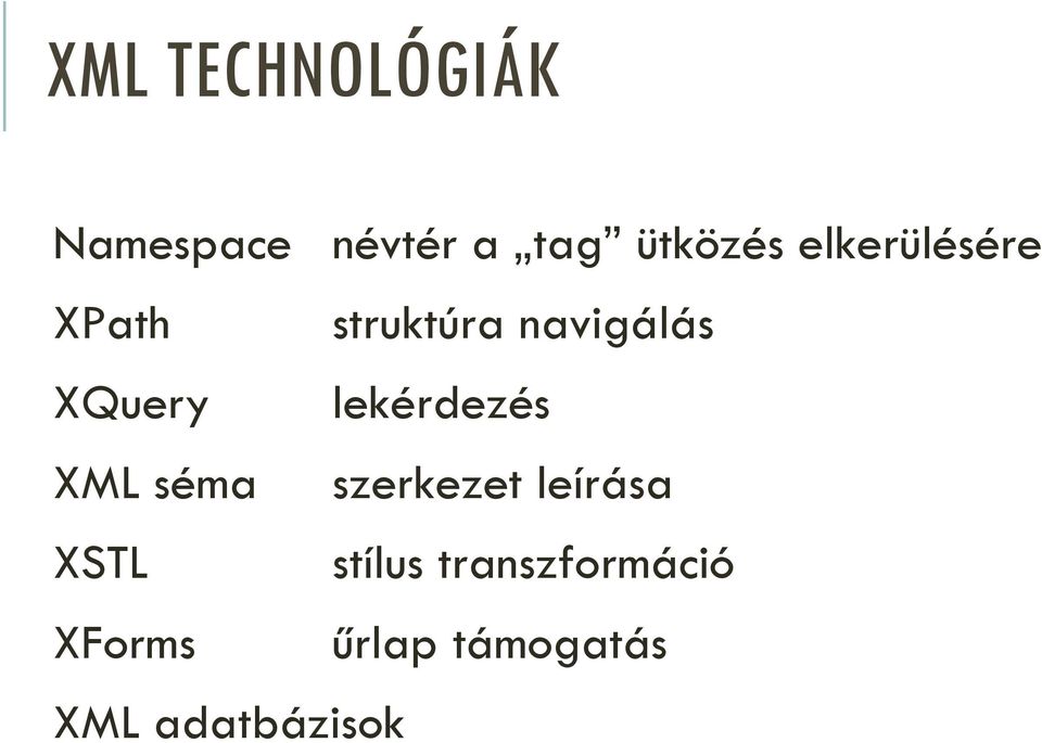 lekérdezés XML séma szerkezet leírása XSTL stílus