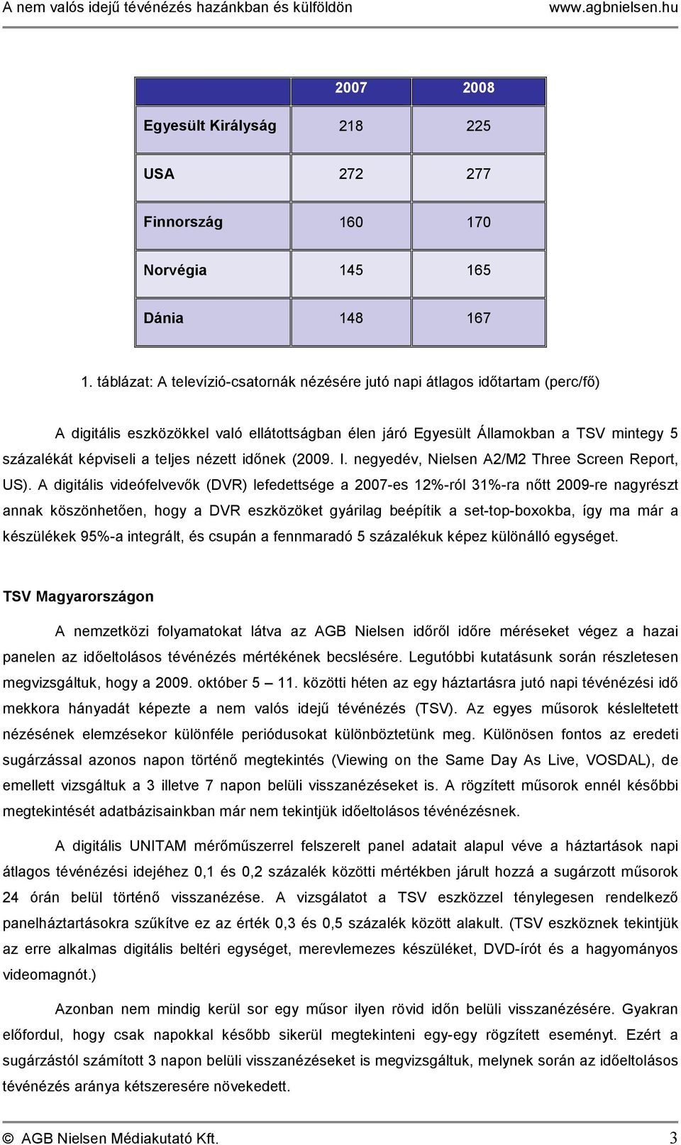 nézett idınek (2009. I. negyedév, Nielsen A2/M2 Three Screen Report, US).