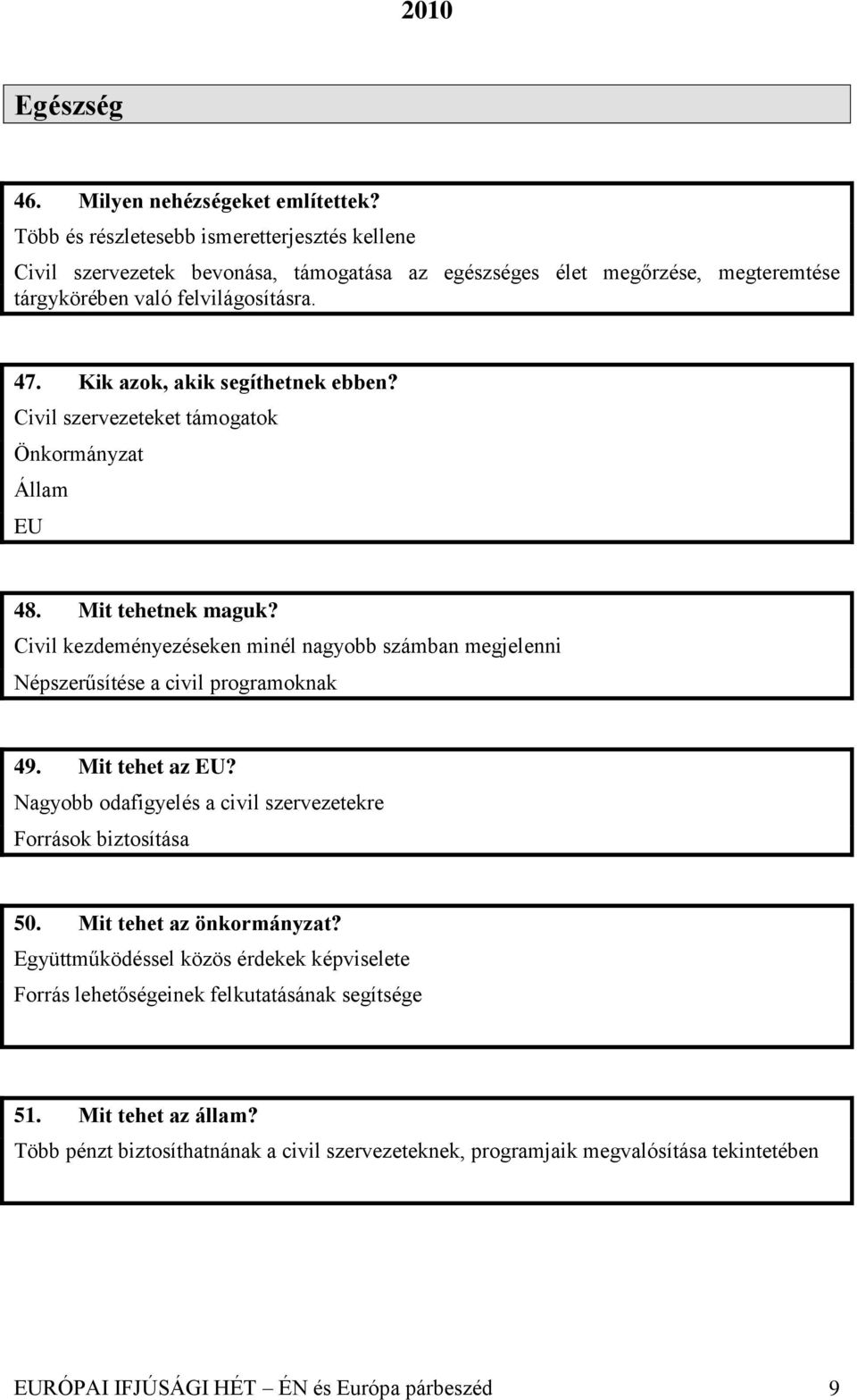 Kik azok, akik segíthetnek ebben? Civil szervezeteket támogatok Önkormányzat Állam EU 48. Mit tehetnek maguk?