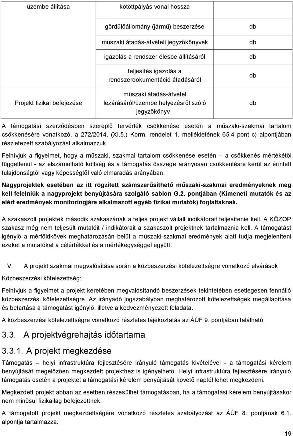 műszaki-szakmai tartalom csökkenésére vonatkozó, a 272/2014. (XI.5.) Korm. rendelet 1. mellékletének 65.4 pont c) alpontjában részletezett szabályozást alkalmazzuk.