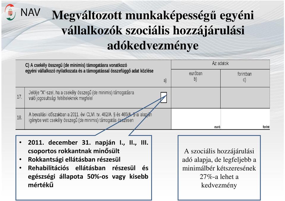 csoportos rokkantnak minősült Rokkantsági ellátásban részesül Rehabilitációs ellátásban