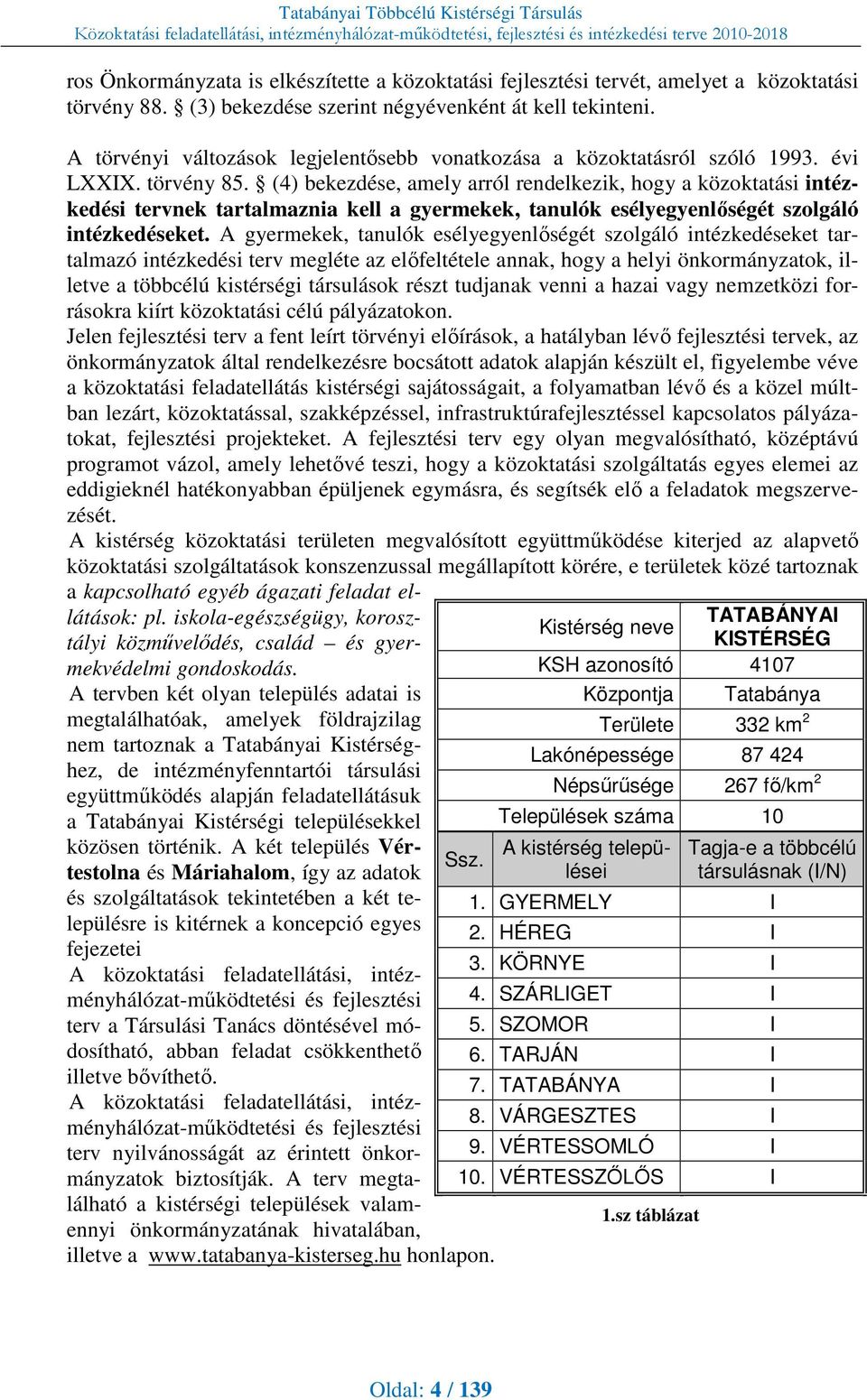 (4) bekezdése, amely arról rendelkezik, hogy a közoktatási intézkedési tervnek tartalmaznia kell a gyermekek, tanulók esélyegyenlőségét szolgáló intézkedéseket.