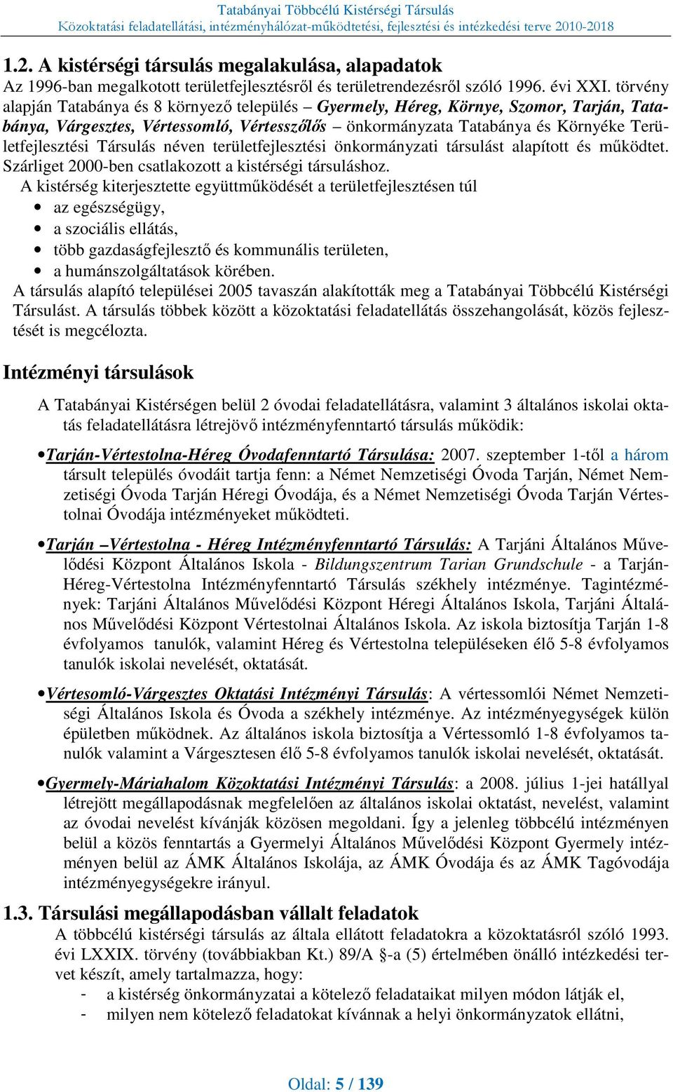 Társulás néven területfejlesztési önkormányzati társulást alapított és működtet. Szárliget 2000-ben csatlakozott a kistérségi társuláshoz.