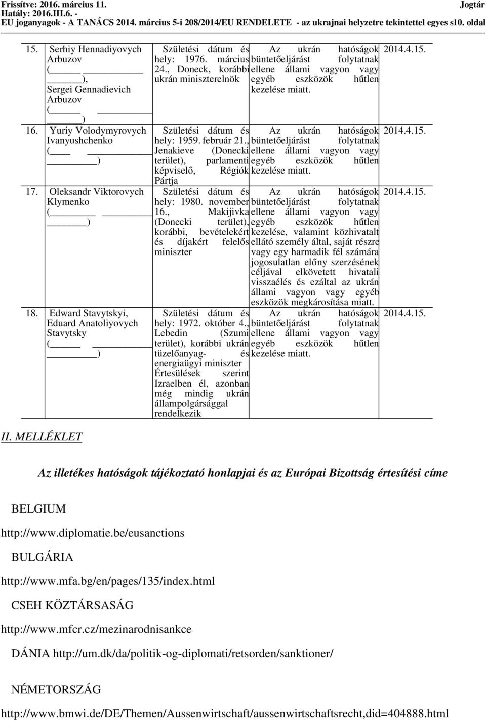 , Doneck, korábbi ellene állami vagyon vagy ukrán miniszterelnök egyéb eszközök hűtlen kezelése miatt. ) 16. Yuriy Volodymyrovych Születési dátum és Az ukrán hatóságok 2014.4.15.