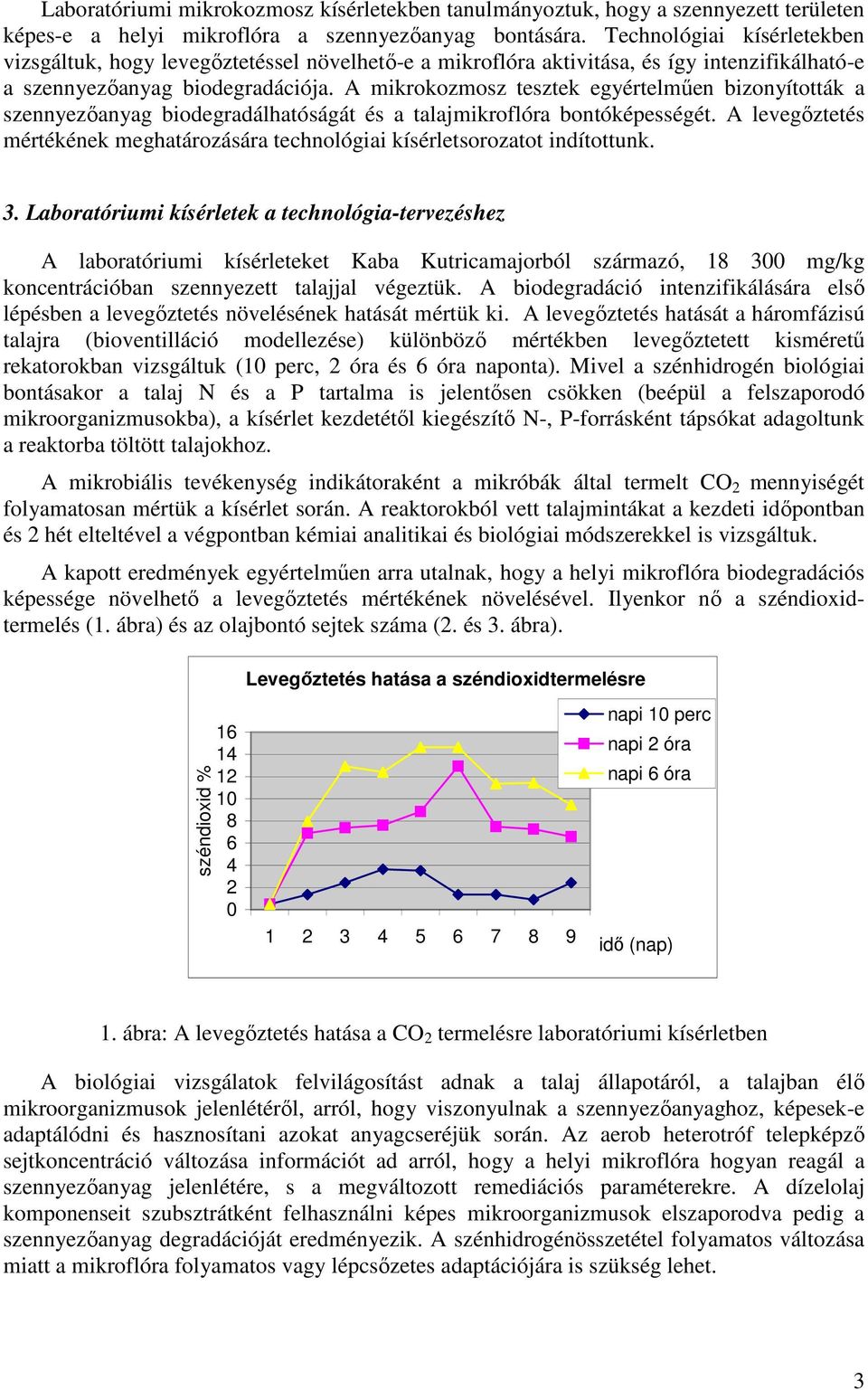 A mikrokozmosz tesztek egyértelmően bizonyították a szennyezıanyag biodegradálhatóságát és a talajmikroflóra bontóképességét.
