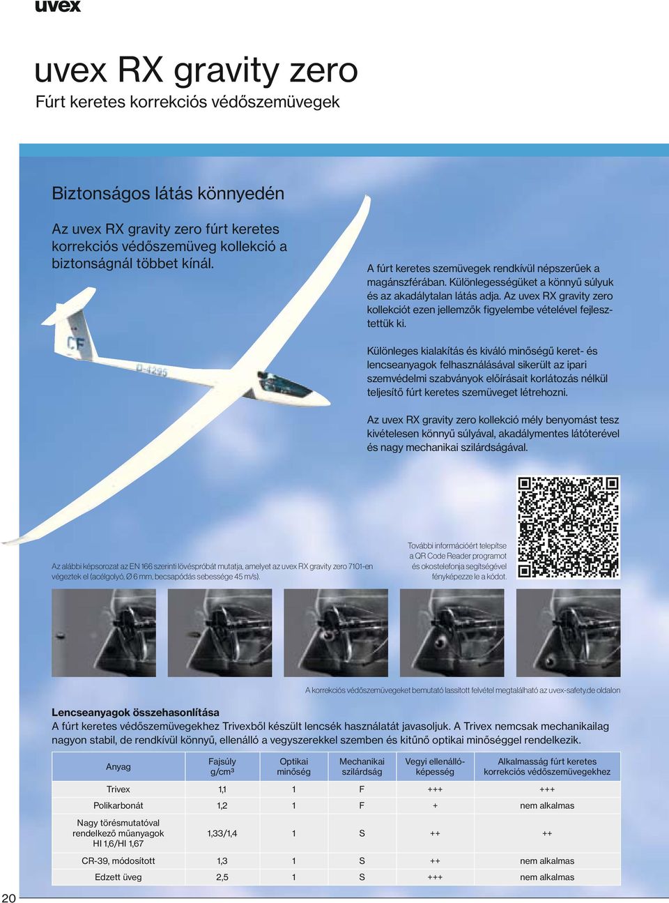 Az uvex RX gravity zero kollekciót ezen jellemzők figyelembe vételével fejlesztettük ki.