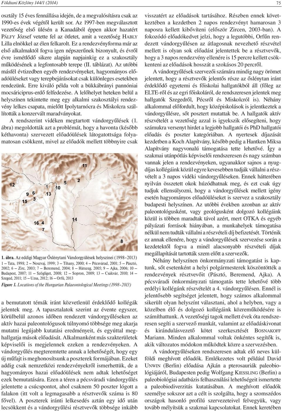 Ez a rendezvényforma már az első alkalmaktól fogva igen népszerűnek bizonyult, és évről évre ismétlődő sikere alapján napjainkig ez a szakosztály működésének a legfontosabb terepe (II. táblázat).