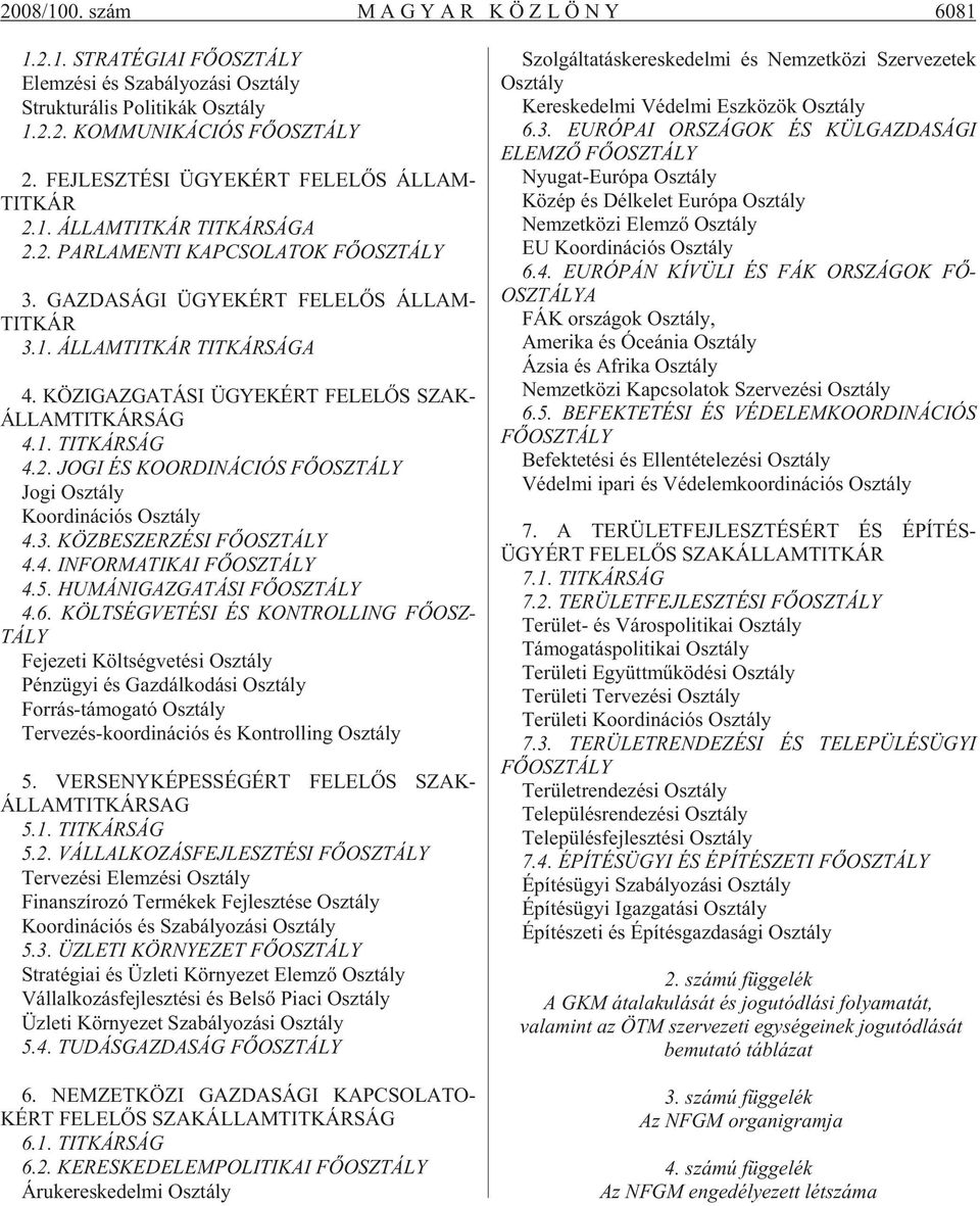 KÖZIGAZGATÁSI ÜGYEKÉRT FELELÕS SZAK - ÁLLAMTITKÁRSÁG 4.1. TITKÁRSÁG 4.2. JOGI ÉS KOORDINÁCIÓS FÕOSZTÁLY Jogi Osz tály Ko or di ná ci ós Osz tály 4.3. KÖZBESZERZÉSI FÕOSZTÁLY 4.4. INFORMATIKAI FÕOSZTÁLY 4.