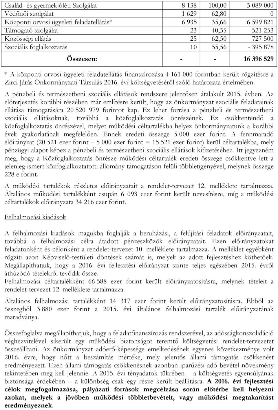 Társulás 216. évi költségvetéséről szóló határozata értelmében. A pénzbeli és természetbeni szociális ellátások rendszere jelentősen átalakult 215. évben.