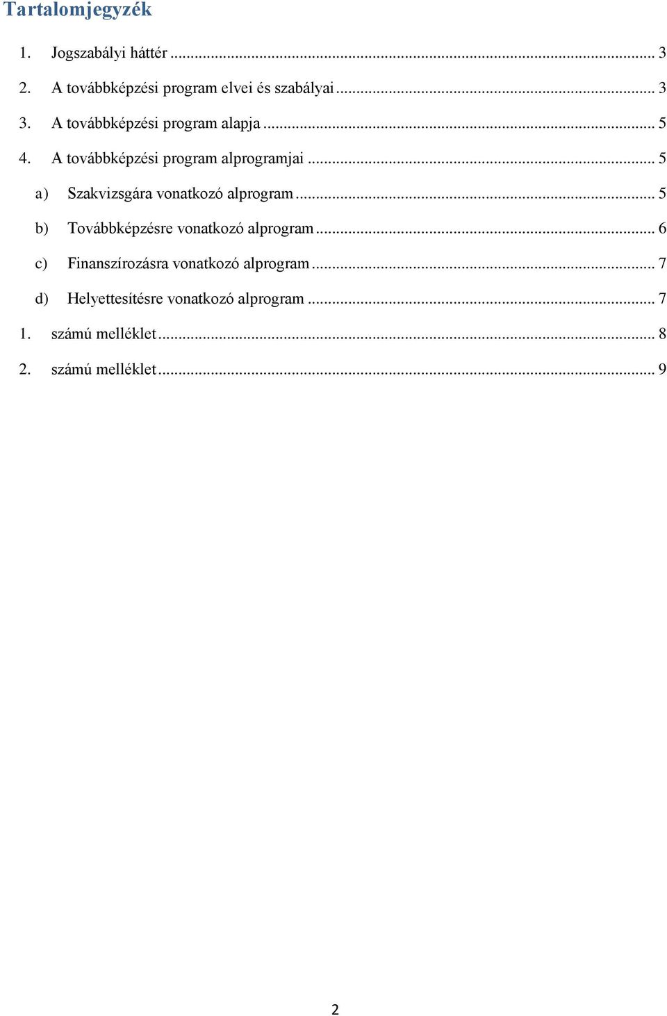 .. 5 a) Szakvizsgára vonatkozó alprogram... 5 b) Továbbképzésre vonatkozó alprogram.