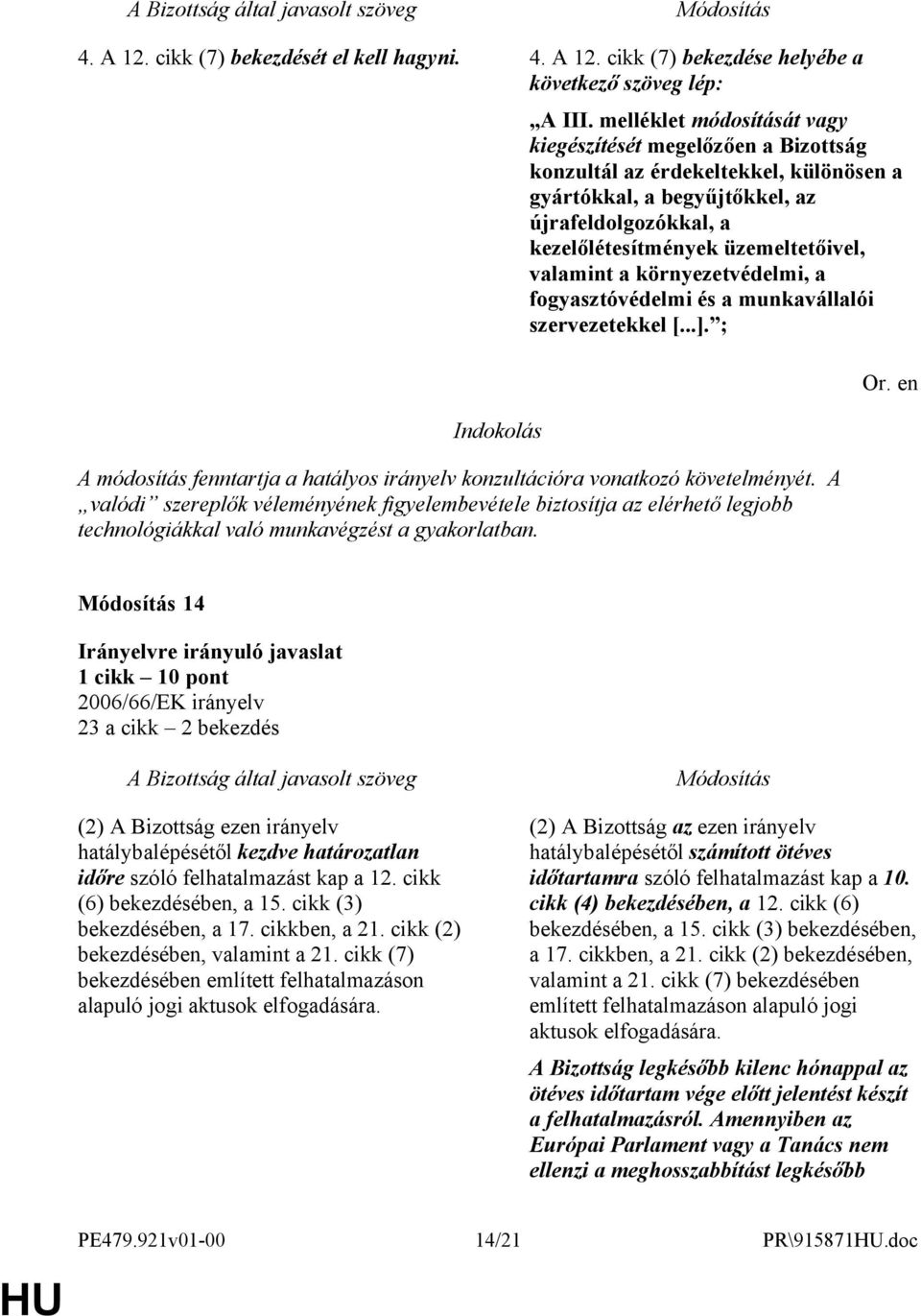 valamint a környezetvédelmi, a fogyasztóvédelmi és a munkavállalói szervezetekkel [...]. ; A módosítás fenntartja a hatályos irányelv konzultációra vonatkozó követelményét.