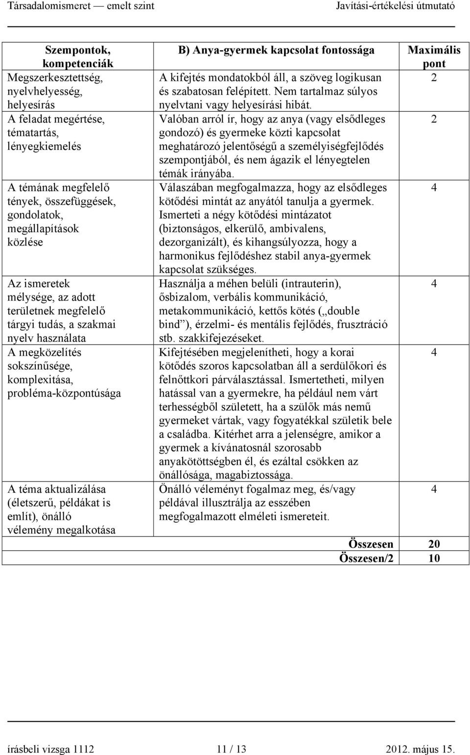 mondatokból áll, a szöveg logikusan és szabatosan felépített. Nem tartalmaz súlyos nyelvtani vagy i hibát.