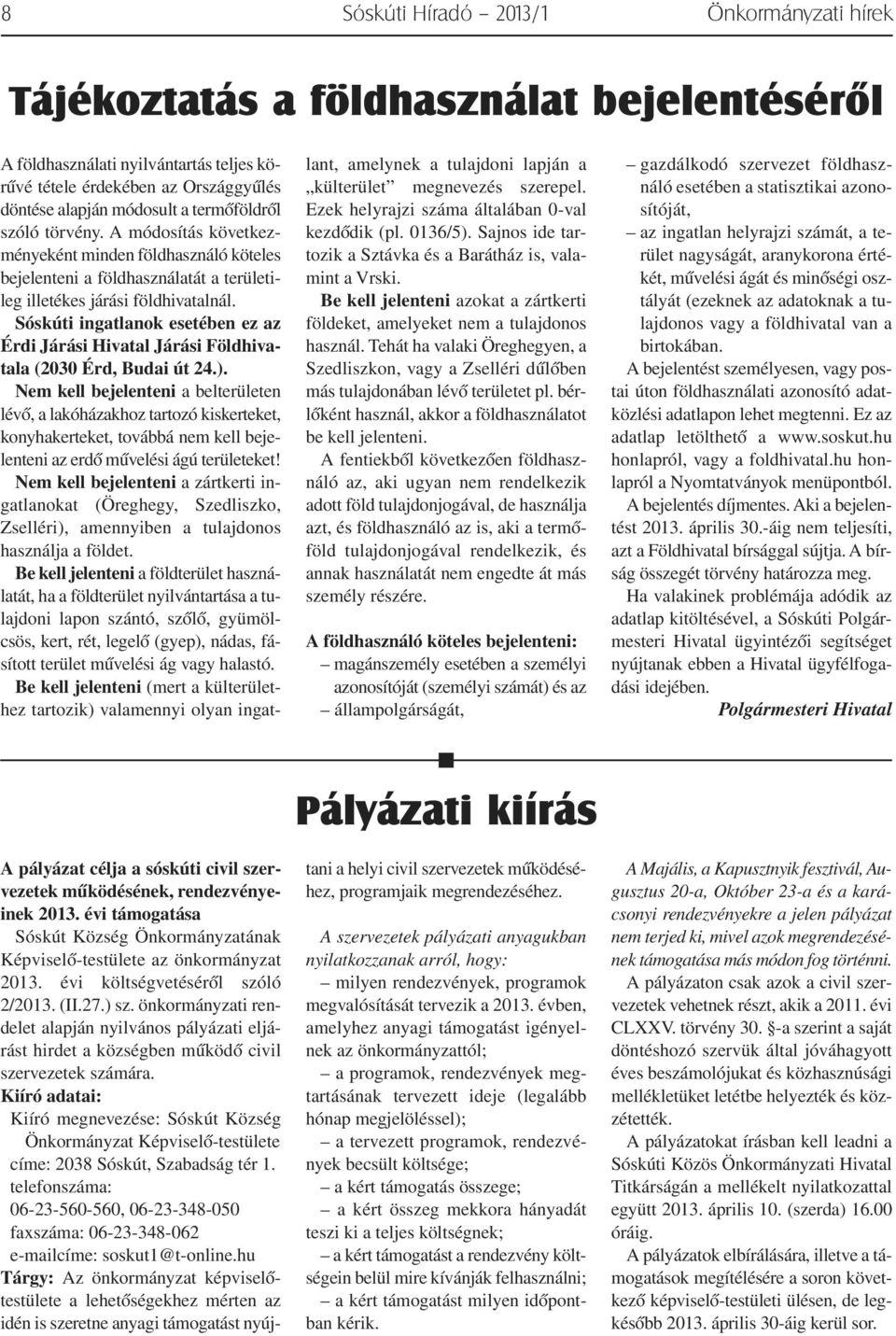 2013. március XI. évfolyam 1. szám A polgármesteri hivatal ingyenes lapja -  PDF Free Download