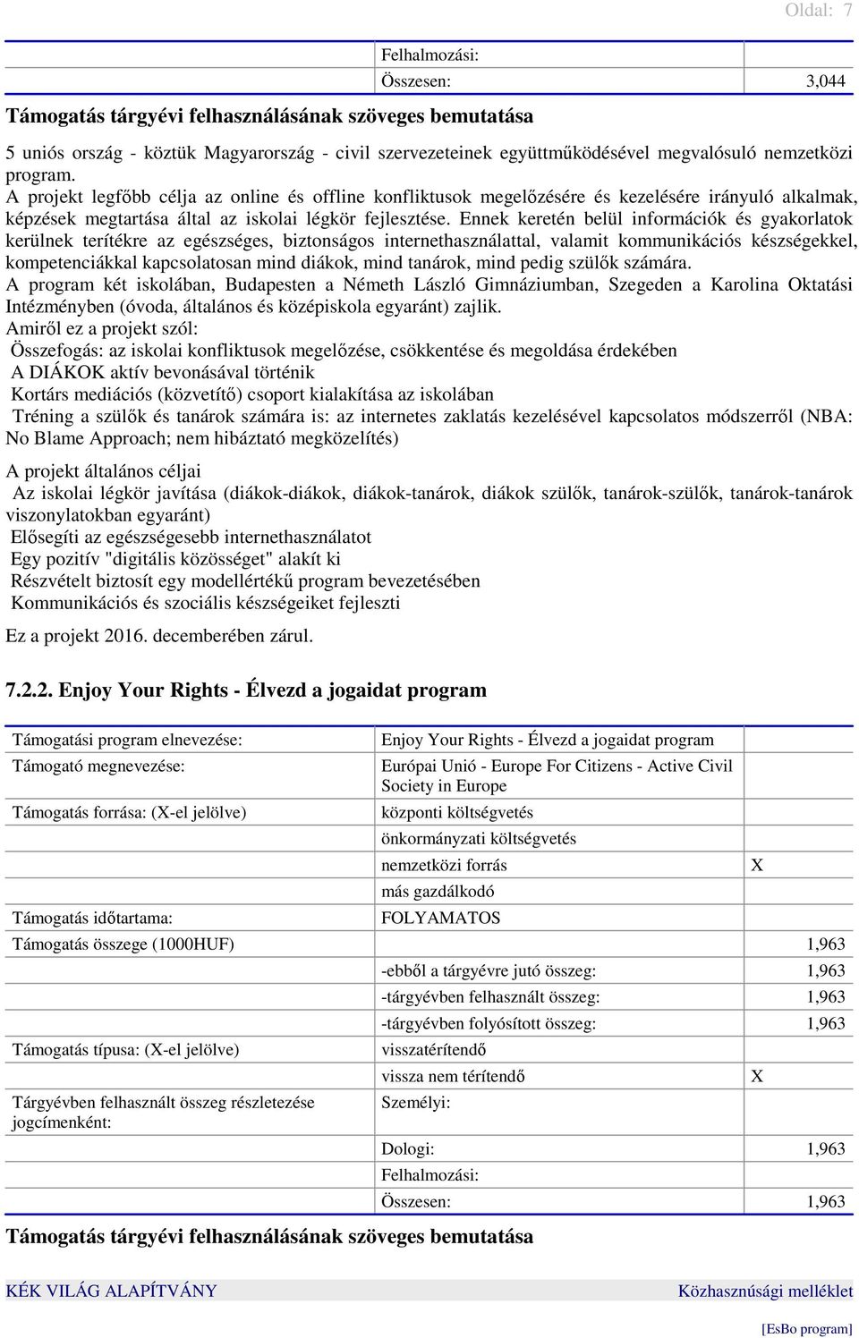 Ennek keretén belül információk és gyakorlatok kerülnek terítékre az egészséges, biztonságos internethasználattal, valamit kommunikációs készségekkel, kompetenciákkal kapcsolatosan mind diákok, mind