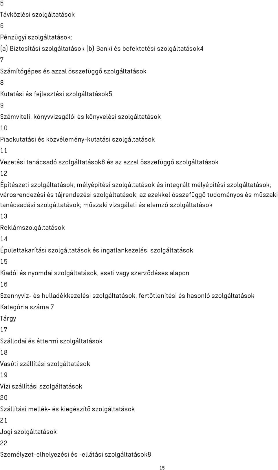 összefüggő szolgáltatások 12 Építészeti szolgáltatások; mélyépítési szolgáltatások és integrált mélyépítési szolgáltatások; városrendezési és tájrendezési szolgáltatások; az ezekkel összefüggő