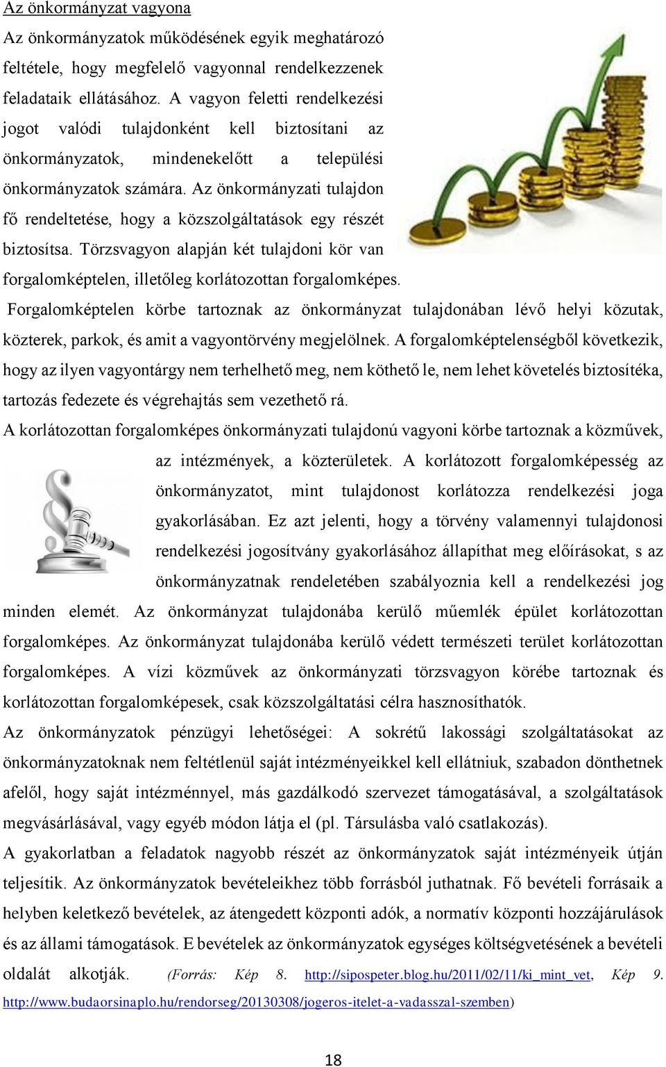 Az önkormányzati tulajdon fő rendeltetése, hogy a közszolgáltatások egy részét biztosítsa. Törzsvagyon alapján két tulajdoni kör van forgalomképtelen, illetőleg korlátozottan forgalomképes.