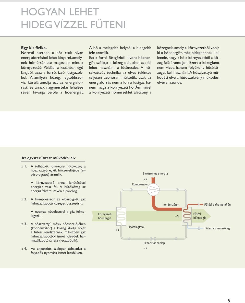 Valamilyen közeg, legtöbbször víz, körüláramolja ezt az energiaforrást, és annak nagymértékű lehűlése révén kivonja belőle a hőenergiát. A hő a melegebb helyről a hidegebb felé áramlik.